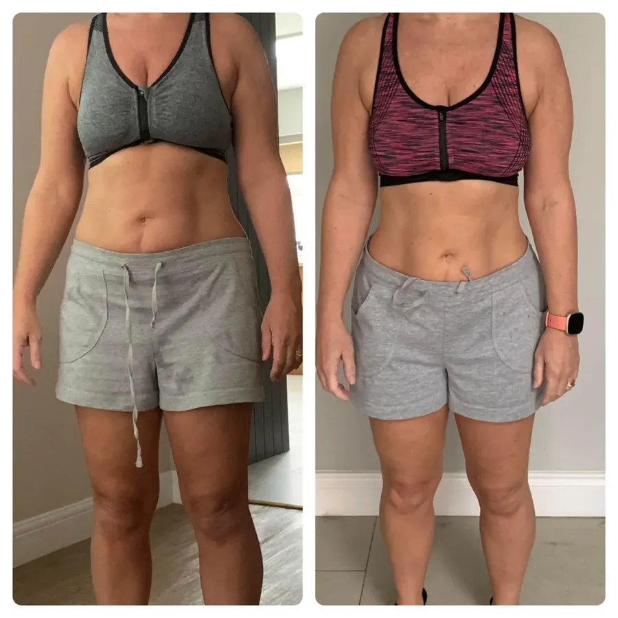 A member's before and after photos, side by side